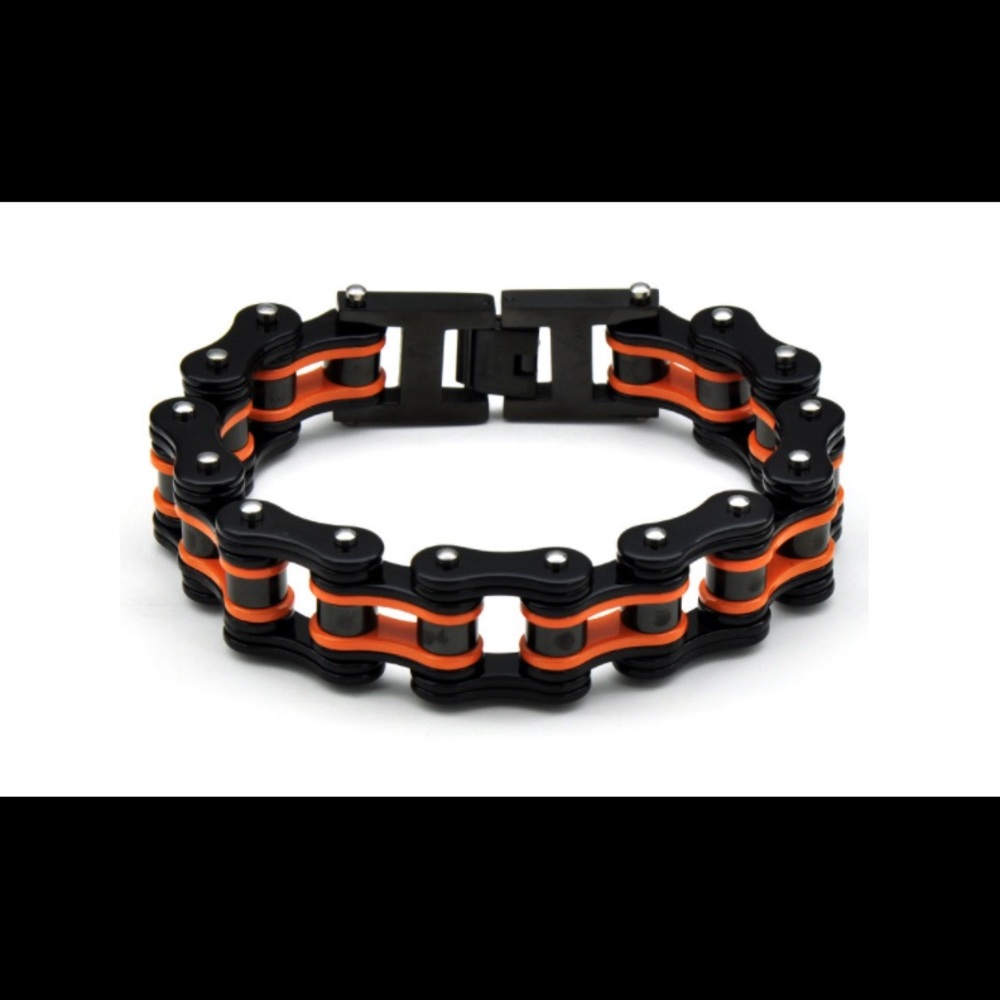 Mens D&Z Stainless Steel Motorcycle Bike Bracelet